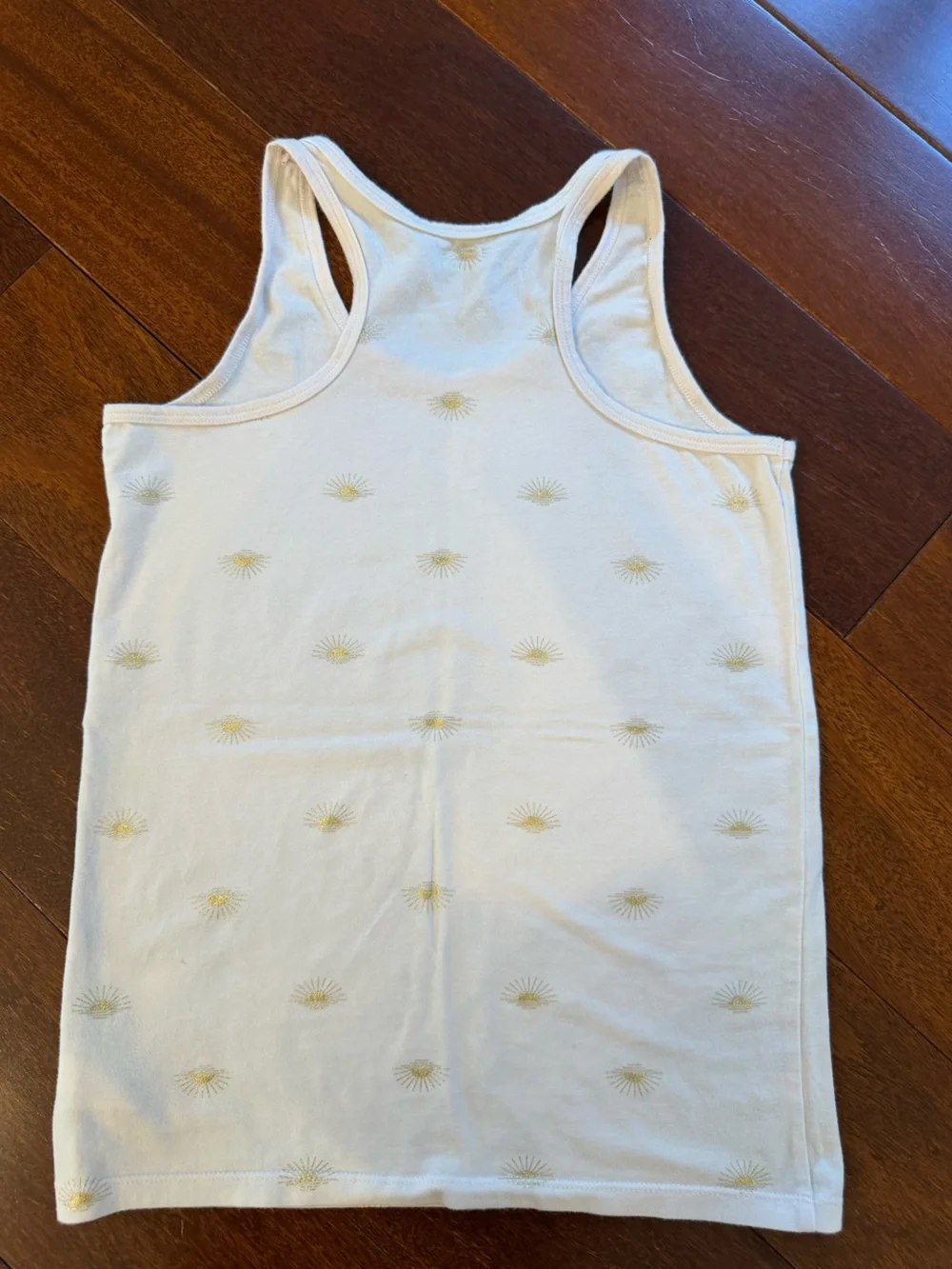 Old Navy White Tank Top with Yellow Sunburst Print